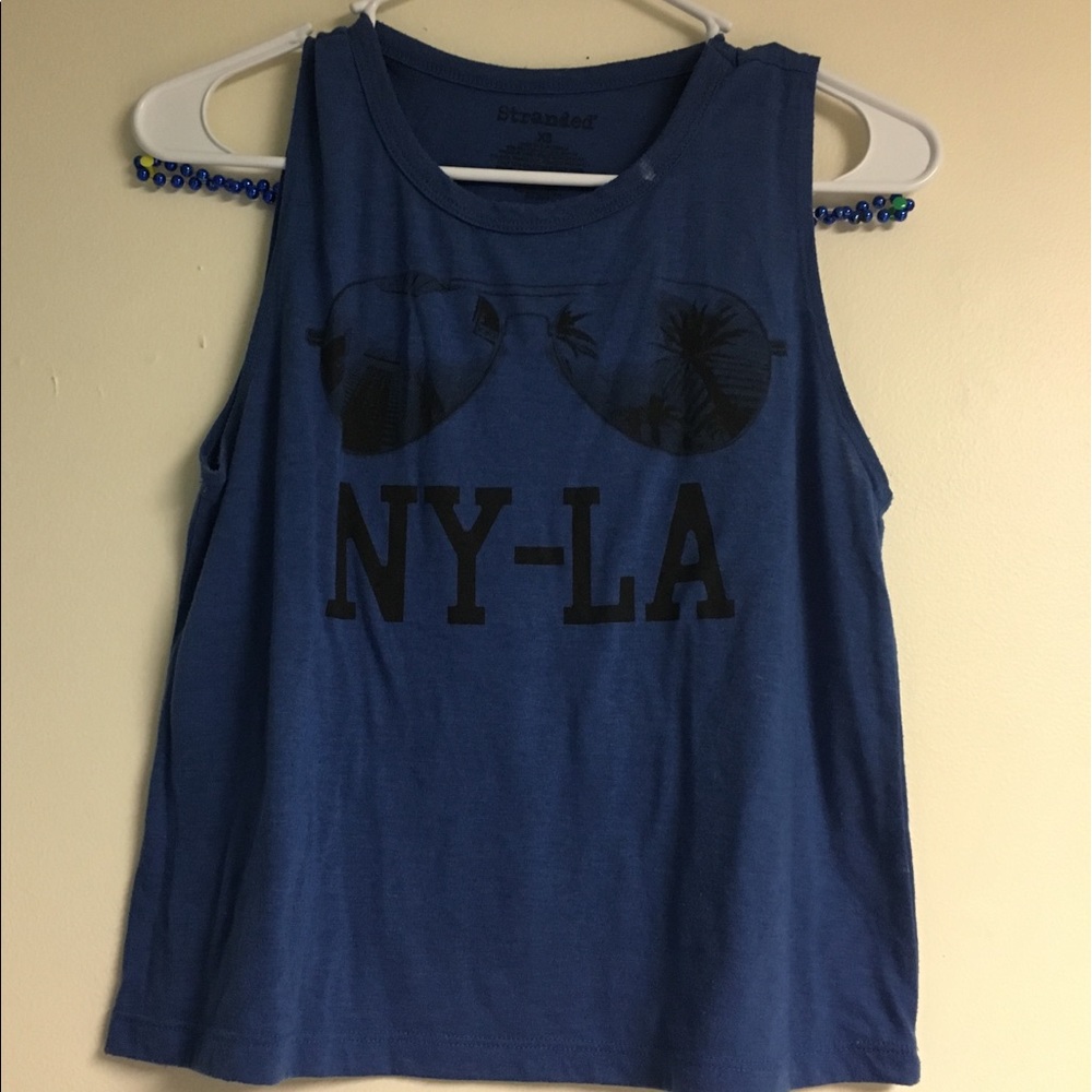 NY-LA Blue Graphic Muscle Tee